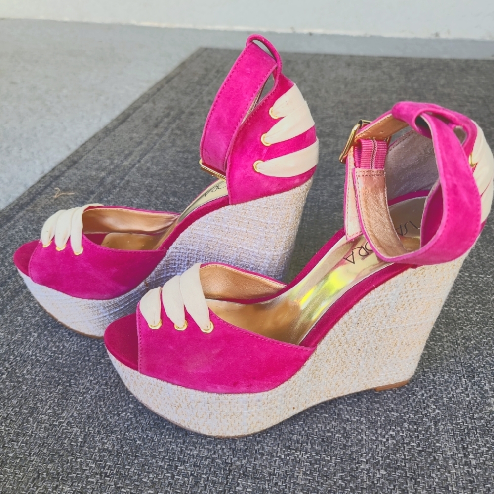 FUCHSIA SPADRILLES HEEL PLATAFORM SANDALS 👡 💟